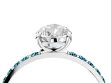 White gold Pear Cut Diamond Solitaire Ring with Round with Blue Topaz side stone Pavé Band and Prong Setting_28
