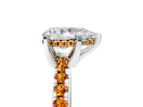 White gold Pear Cut Diamond Solitaire Ring with Round with Citrine side stone Pavé Band and Four-Prong Setting_5