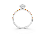 White gold Pear Cut Diamond Solitaire Ring with Round with Citrine side stone Pavé Band and Prong Setting_3