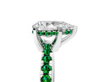 White gold Pear Cut Diamond Solitaire Ring with Round with Emerald side stone Pavé Band and Four-Prong Setting_5