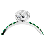 White gold Pear Cut Diamond Solitaire Ring with Round with Emerald side stone Pavé Band and Prong Setting_28