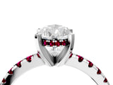 White gold Pear Cut Diamond Solitaire Ring with Round with Garnet side stone Pavé Band and Four-Prong Setting_28
