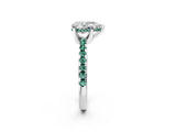 White gold Pear Cut Diamond Solitaire Ring with Round with Green Sapphire side stone Pavé Band and Four-Prong Setting_38