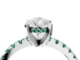 White gold Pear Cut Diamond Solitaire Ring with Round with Green Sapphire side stone Pavé Band and Four-Prong Setting_40