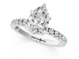 White gold Pear Cut Diamond Solitaire Ring with Round with Moissanite side stone Pavé Band and Four-Prong Setting_13