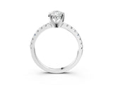 White gold Pear Cut Diamond Solitaire Ring with Round with Moissanite side stone Pavé Band and Four-Prong Setting_15