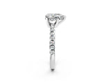 White gold Pear Cut Diamond Solitaire Ring with Round with Moissanite side stone Pavé Band and Four-Prong Setting_2