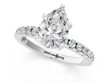 White gold Pear Cut Diamond Solitaire Ring with Round with Moissanite side stone Pavé Band and Four-Prong Setting_37