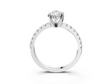 White gold Pear Cut Diamond Solitaire Ring with Round with Moissanite side stone Pavé Band and Four-Prong Setting_39