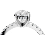 White gold Pear Cut Diamond Solitaire Ring with Round with Moissanite side stone Pavé Band and Four-Prong Setting_4