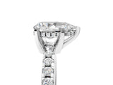 White gold Pear Cut Diamond Solitaire Ring with Round with Moissanite side stone Pavé Band and Four-Prong Setting_5