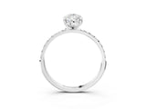 White gold Pear Cut Diamond Solitaire Ring with Round with Moissanite side stone Pavé Band and Prong Setting_15