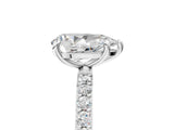 White gold Pear Cut Diamond Solitaire Ring with Round with Moissanite side stone Pavé Band and Prong Setting_5