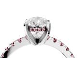 White gold Pear Cut Diamond Solitaire Ring with Round with Morganite side stone Pavé Band and Four-Prong Setting_16