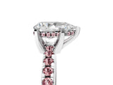 White gold Pear Cut Diamond Solitaire Ring with Round with Morganite side stone Pavé Band and Four-Prong Setting_17