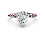 White gold Pear Cut Diamond Solitaire Ring with Round with Morganite side stone Pavé Band and Four-Prong Setting_24