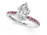 White gold Pear Cut Diamond Solitaire Ring with Round with Morganite side stone Pavé Band and Four-Prong Setting_25