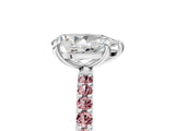 White gold Pear Cut Diamond Solitaire Ring with Round with Morganite side stone Pavé Band and Prong Setting_17