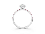White gold Pear Cut Diamond Solitaire Ring with Round with Morganite side stone Pavé Band and Prong Setting_3
