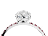 White gold Pear Cut Diamond Solitaire Ring with Round with Morganite side stone Pavé Band and Prong Setting_4