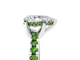 White gold Pear Cut Diamond Solitaire Ring with Round with Peridot side stone Pavé Band and Four-Prong Setting_41