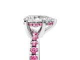 White gold Pear Cut Diamond Solitaire Ring with Round with Pink Sapphire side stone Pavé Band and Four-Prong Setting_5