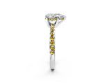 White gold Pear Cut Diamond Solitaire Ring with Round with Yellow Sapphire side stone Pavé Band and Four-Prong Setting_14