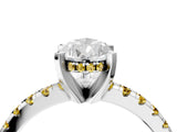 White gold Pear Cut Diamond Solitaire Ring with Round with Yellow Sapphire side stone Pavé Band and Four-Prong Setting_16
