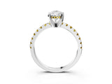 White gold Pear Cut Diamond Solitaire Ring with Round with Yellow Sapphire side stone Pavé Band and Four-Prong Setting_39