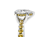 White gold Pear Cut Diamond Solitaire Ring with Round with Yellow Sapphire side stone Pavé Band and Four-Prong Setting_5