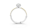 White gold Pear Cut Diamond Solitaire Ring with Round with Yellow Sapphire side stone Pavé Band and Prong Setting_39