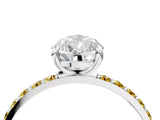 White gold Pear Cut Diamond Solitaire Ring with Round with Yellow Sapphire side stone Pavé Band and Prong Setting_40