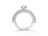 White gold Pear Cut Diamond Solitaire Ring with Shared Prong Pavé Band and Four-Prong Setting_127