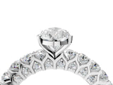 White gold Pear Cut Diamond Solitaire Ring with Shared Prong Pavé Band and Four-Prong Setting_128