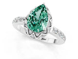White gold Pear Cut Diamond Solitaire Ring with Shared Prong Pavé Band_1
