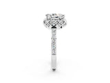 White gold Pear Cut Diamond Solitaire Ring with Shared Prong Pavé Band_2
