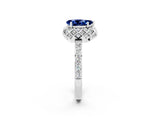 White gold Pear Cut Diamond Solitaire Ring with Shared Prong Pavé Band_2