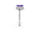 White gold Pear Cut Diamond Solitaire Ring with Shared Prong Pavé Band_2