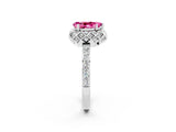White gold Pear Cut Diamond Solitaire Ring with Shared Prong Pavé Band_2