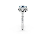White gold Pear Cut Diamond Solitaire Ring with Shared Prong Pavé Band_2
