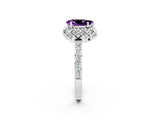White gold Pear Cut Diamond Solitaire Ring with Shared Prong Pavé Band_2