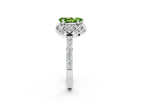 White gold Pear Cut Diamond Solitaire Ring with Shared Prong Pavé Band_2