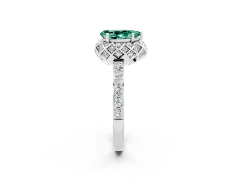 White gold Pear Cut Diamond Solitaire Ring with Shared Prong Pavé Band_2