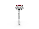 White gold Pear Cut Diamond Solitaire Ring with Shared Prong Pavé Band_2