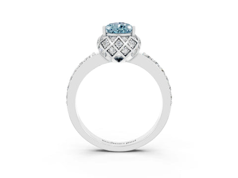 White gold Pear Cut Diamond Solitaire Ring with Shared Prong Pavé Band_3