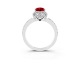 White gold Pear Cut Diamond Solitaire Ring with Shared Prong Pavé Band_3