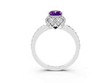 White gold Pear Cut Diamond Solitaire Ring with Shared Prong Pavé Band_3