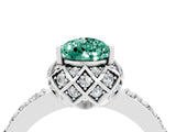 White gold Pear Cut Diamond Solitaire Ring with Shared Prong Pavé Band_4