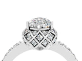 White gold Pear Cut Diamond Solitaire Ring with Shared Prong Pavé Band_4