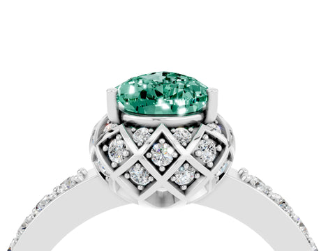 White gold Pear Cut Diamond Solitaire Ring with Shared Prong Pavé Band_4